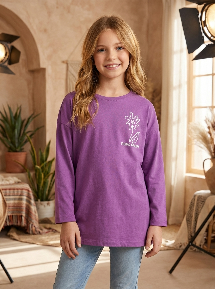 Girl’s Long Sleeve T-shirt - Finelook - 4-Piece Set