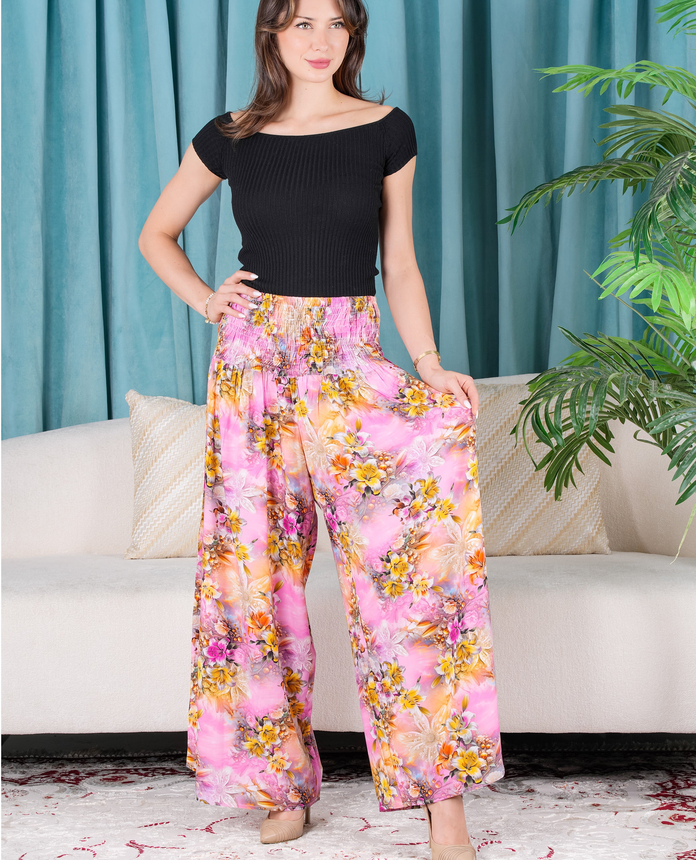 Summer Wide leg Floral Palazzo Pants 