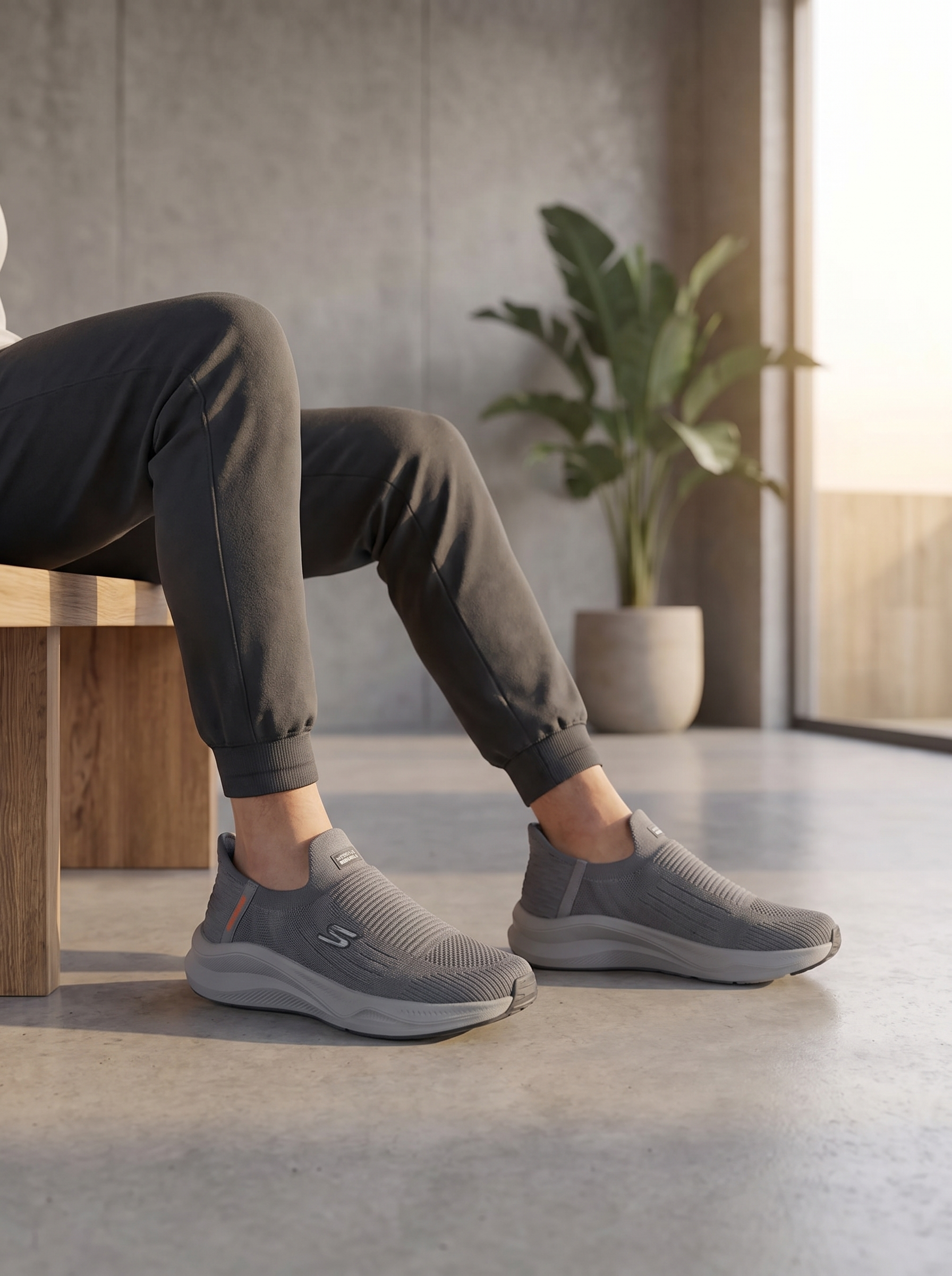 Men's Slip-On Knit Athletic Shoes – Lightweight Breathable Walking Sneakers