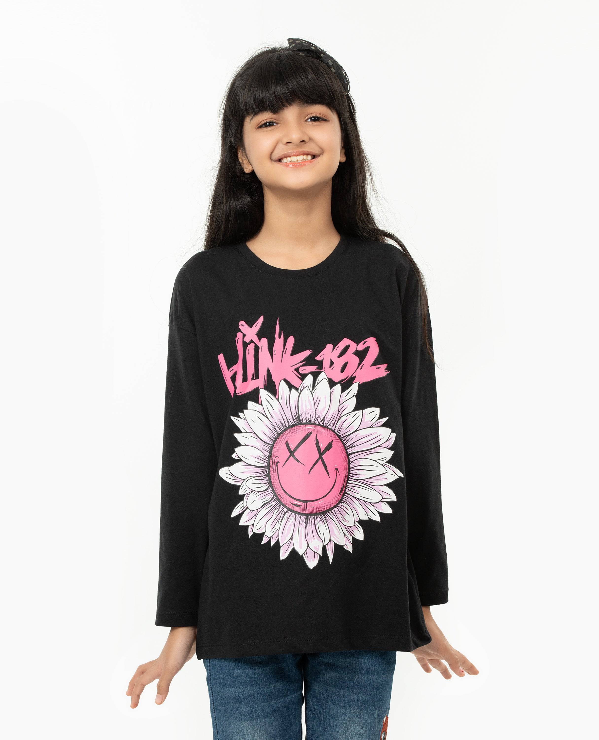 Girl’s Drop Shoulder Long Sleeve T-shirt.
