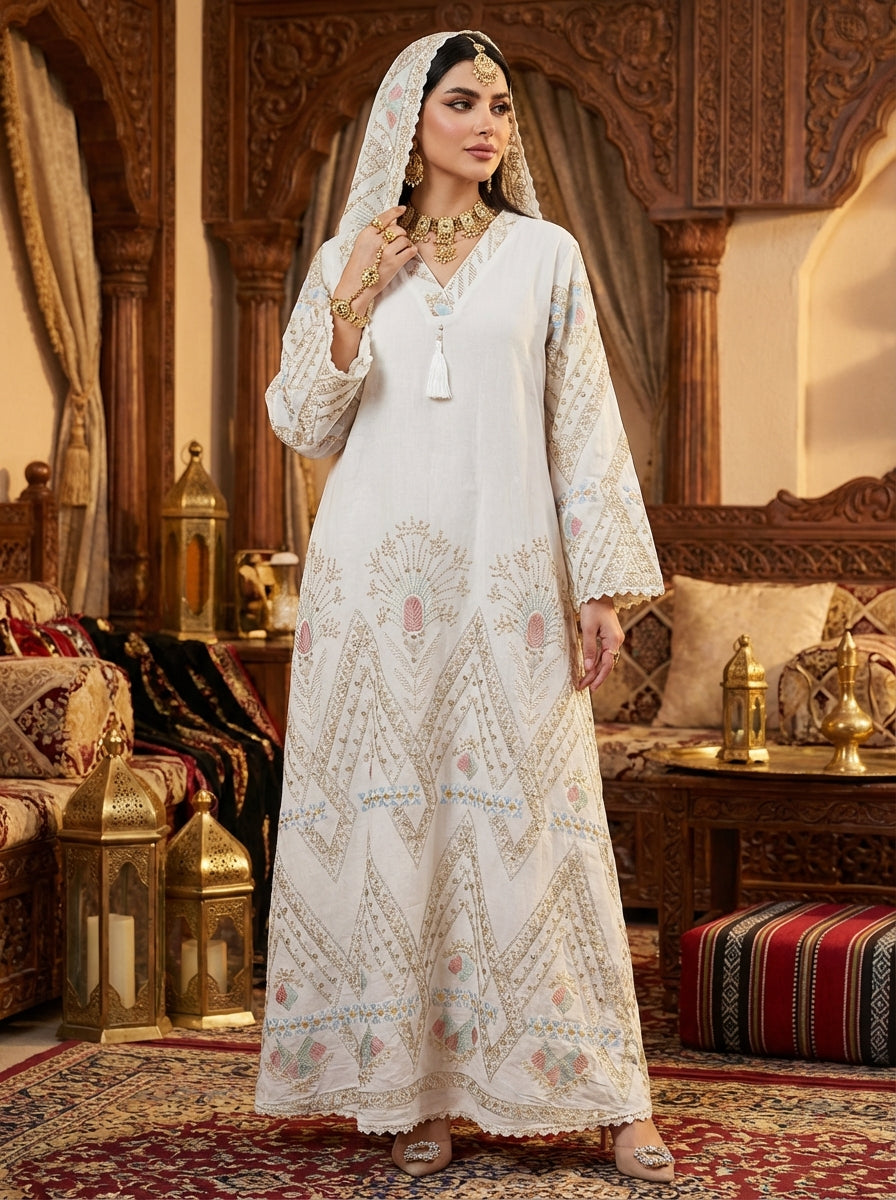Women's Embroidered White Maxi Dress FineLook Women's Embroidered White Maxi Dress FineLook