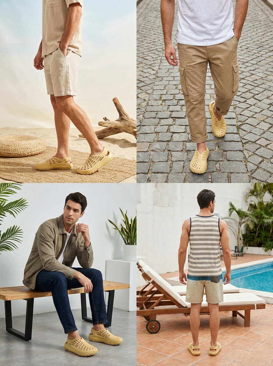 Lightweight Yellow EVA Clogs for Women & Men – Breathable Slip-On Comfort Shoes