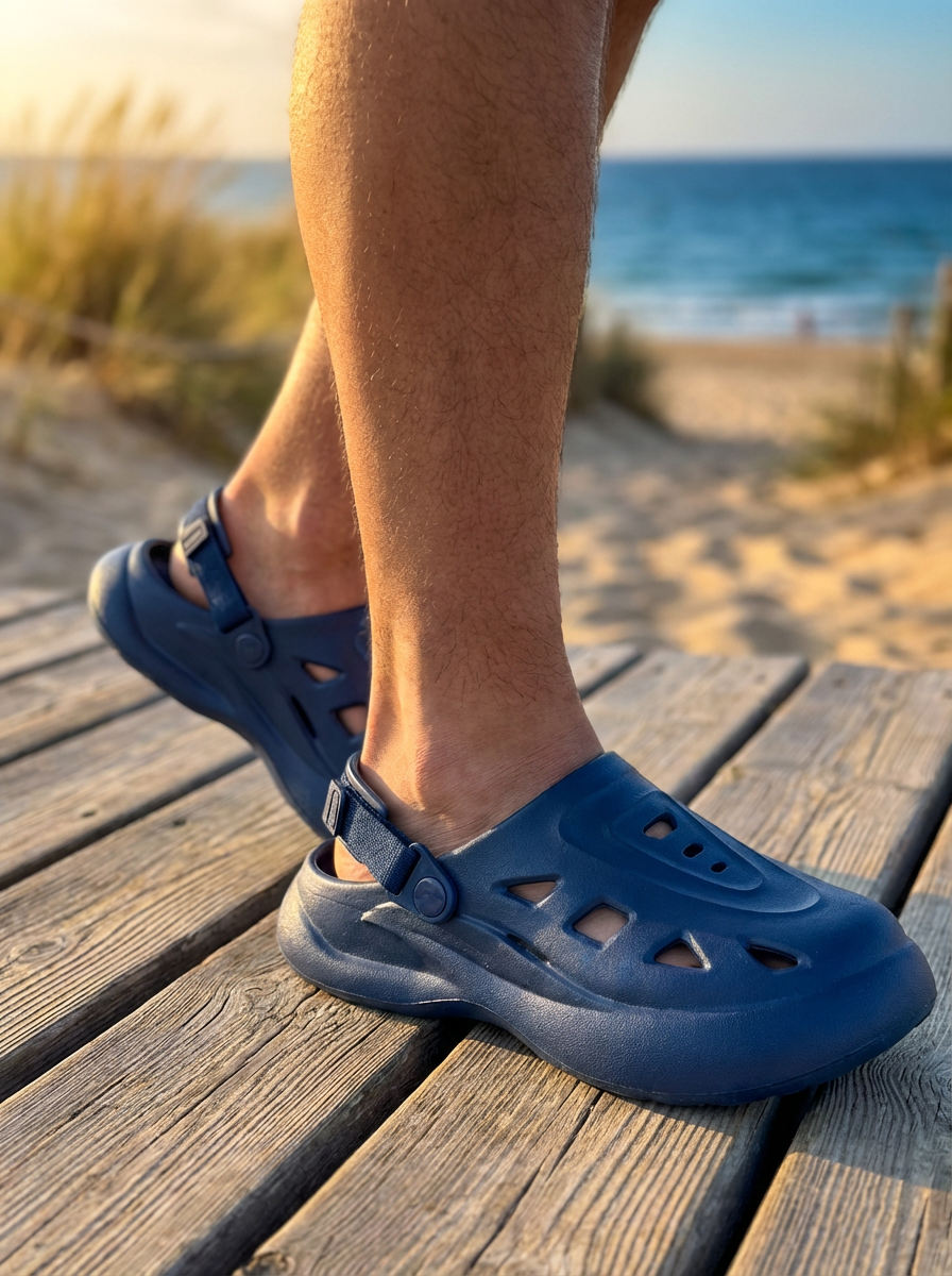 Men Lightweight Clogs with Back Strap – Breathable Anti-Slip Summer Sandals
