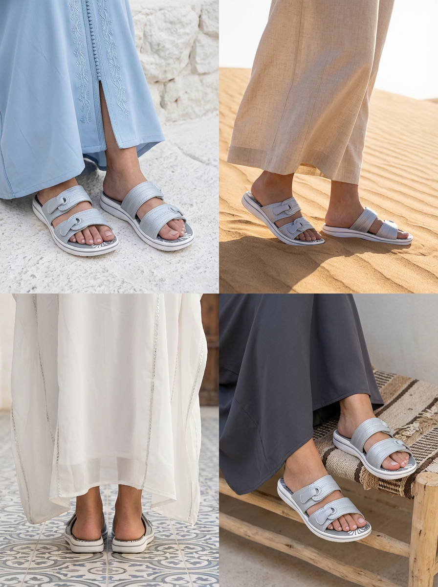Women’s Double Strap Comfort Sandals – Lightweight Cushioned Summer Slides