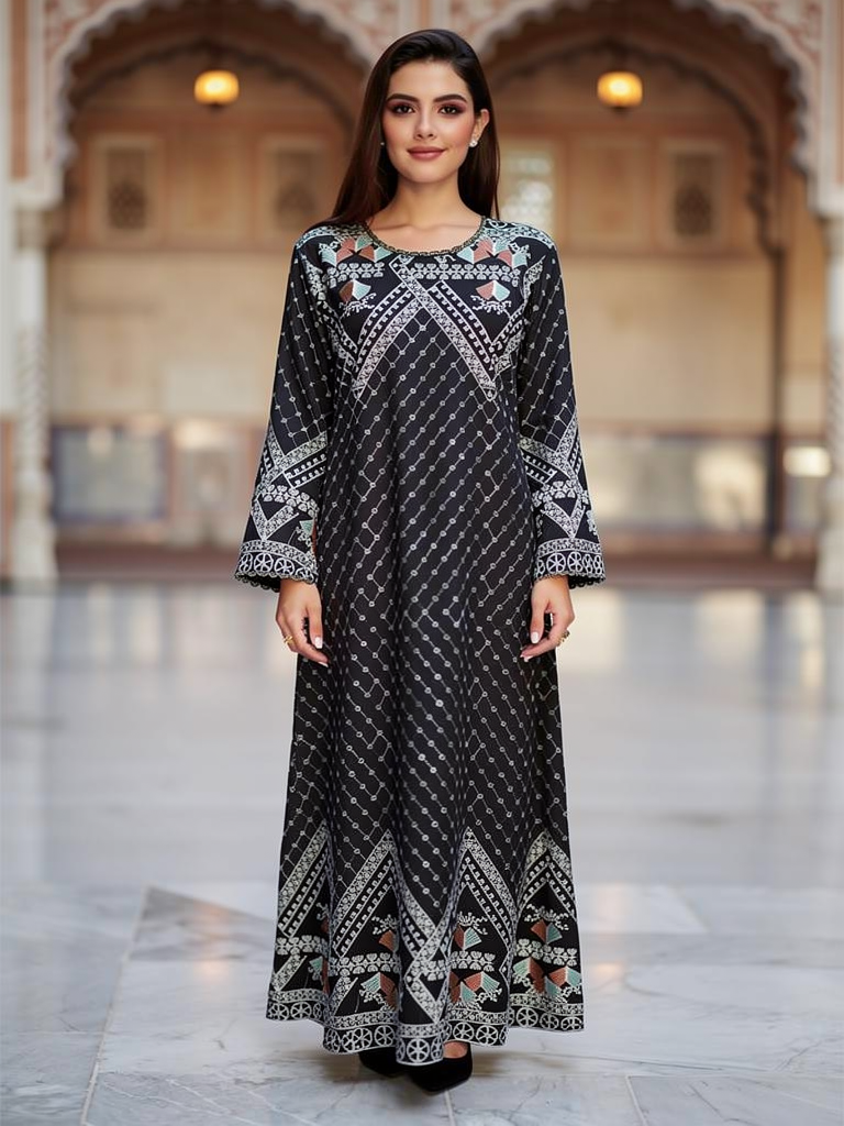 Maxi Dress for Women – Modest Long Sleeve Islamic Abaya Style | Fine Look