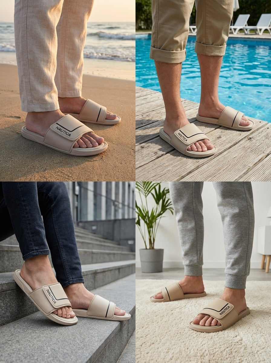 Men Casual Slide Sandals – Comfortable Summer Beach & Home Slippers