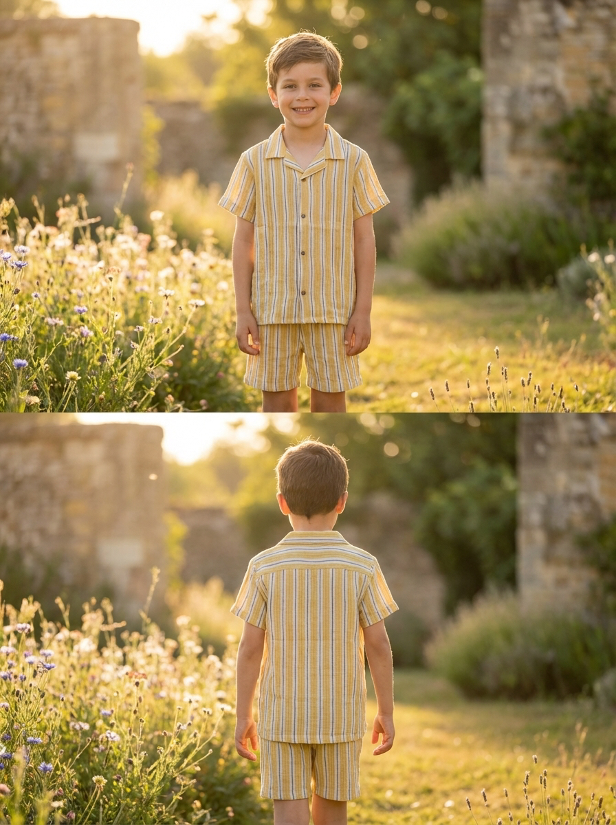Boys Striped Shirt & Shorts Set - Finelook