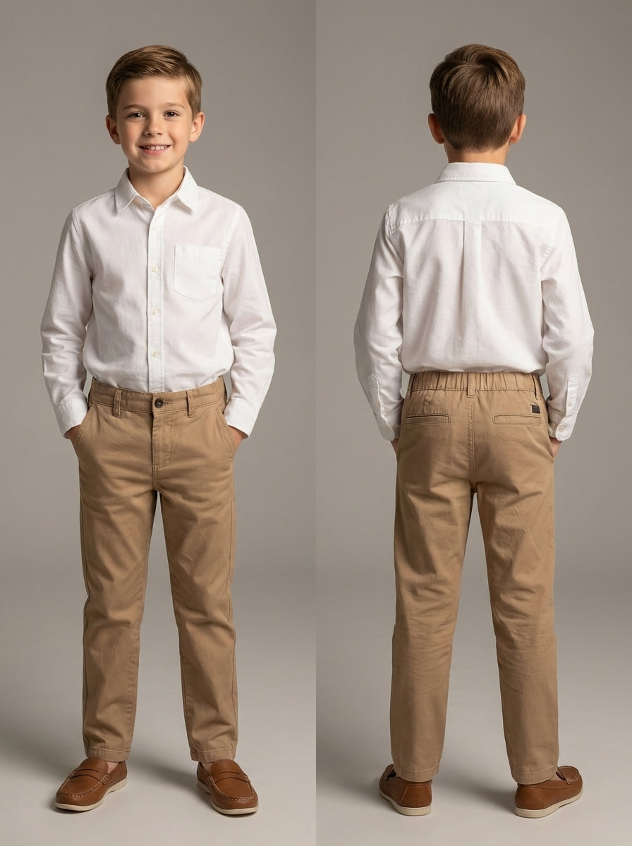 Boys Khaki twill Pants – Smart Casual Cotton Trousers for Kids