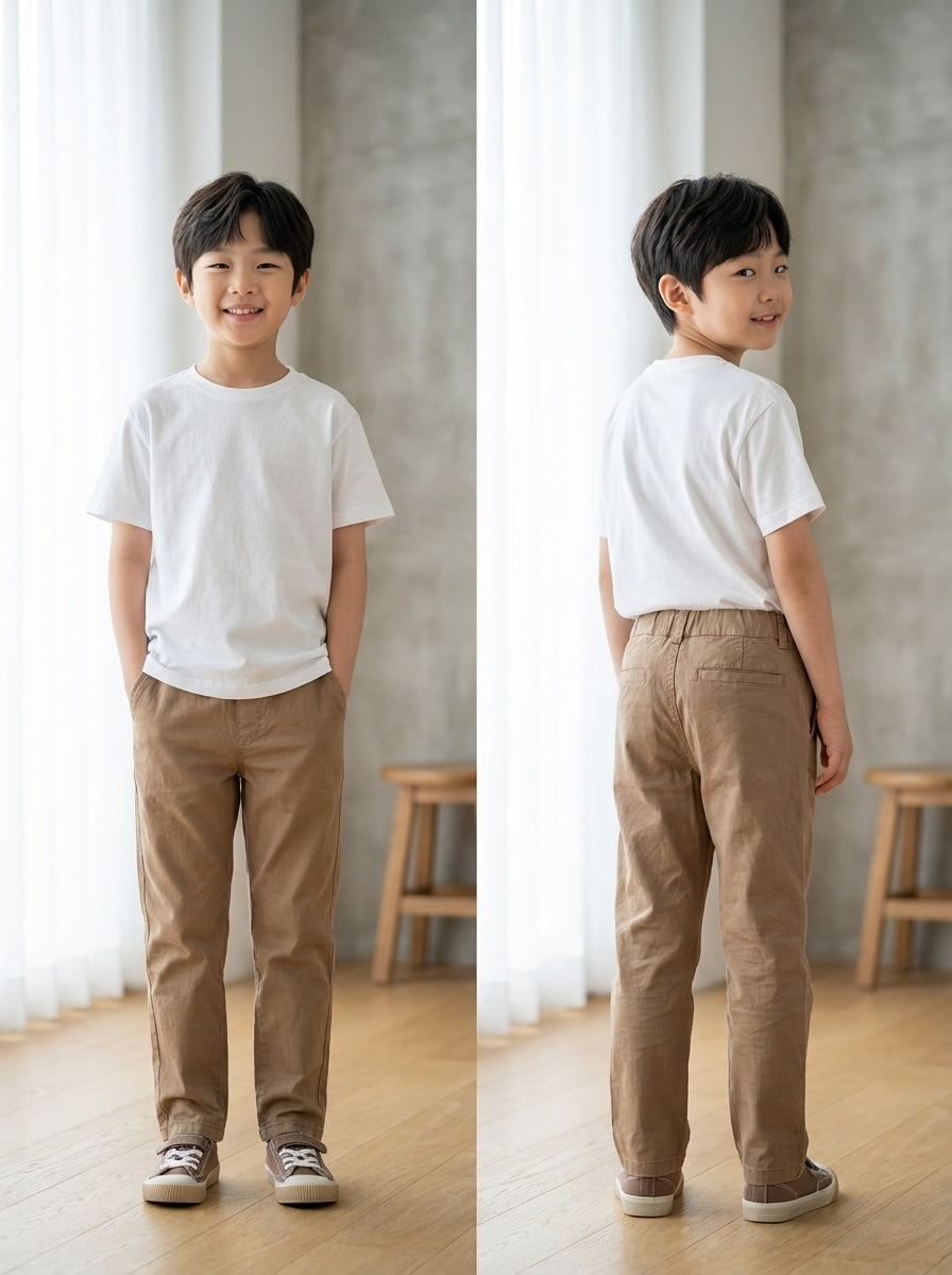 Boys Khaki twill Pants – Smart Casual Cotton Trousers for Kids
