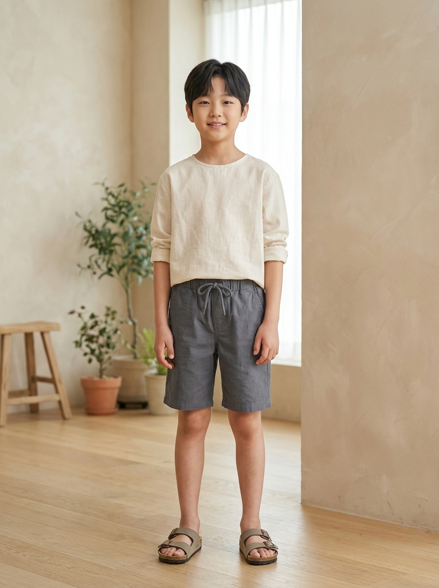 Kids Blue Drawstring Shorts – Comfortable Cotton Casual Shorts for Boys