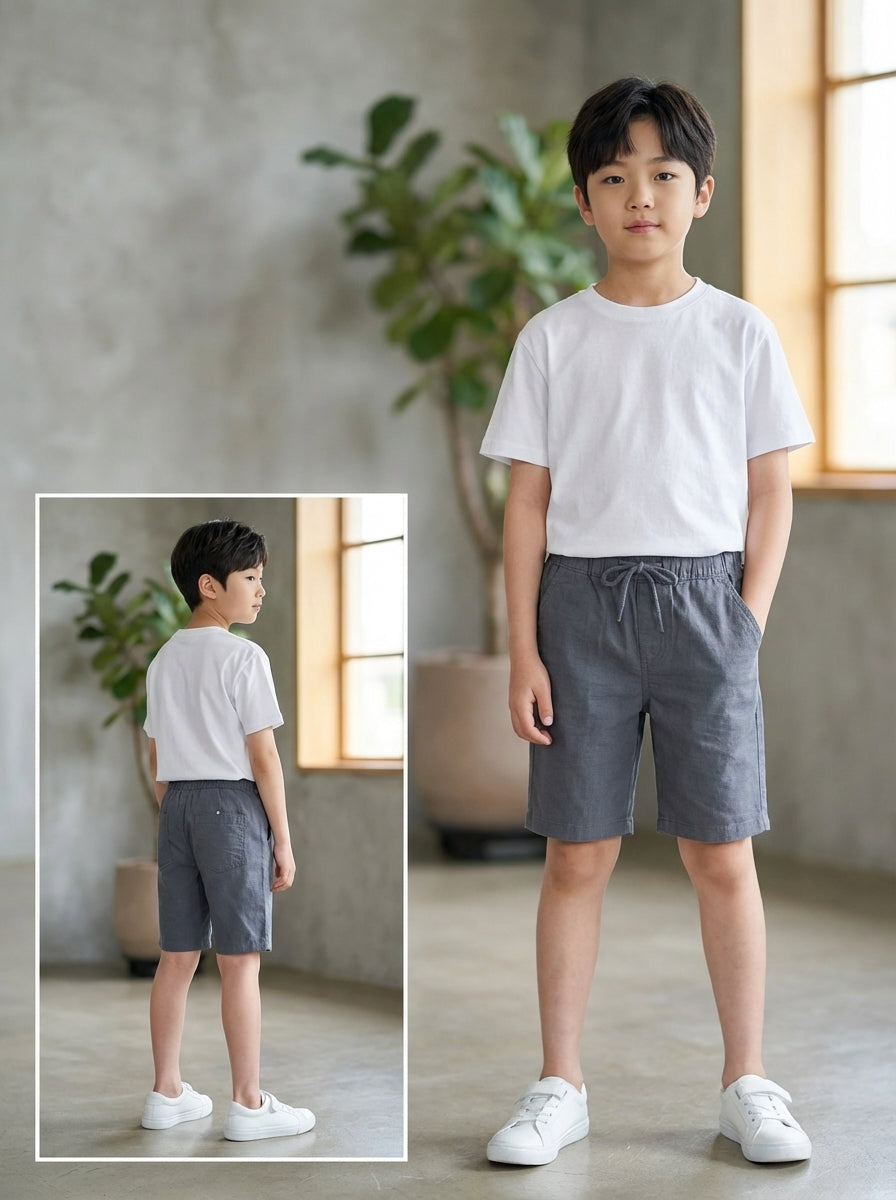 Kids Blue Drawstring Shorts – Comfortable Cotton Casual Shorts for Boys