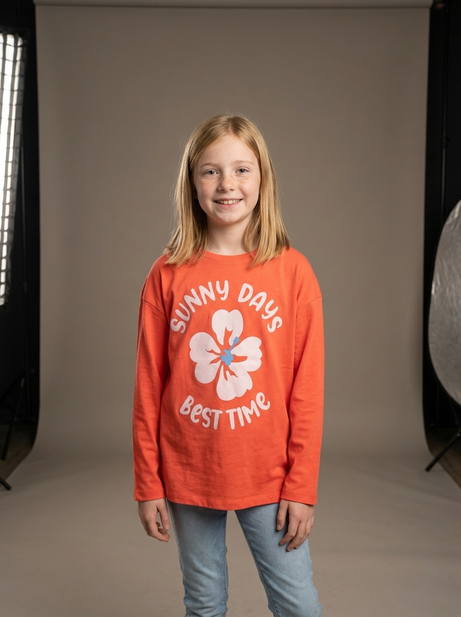 Girls' Long Sleeve Printed T-Shirts 4-Piece Set – Casual Cotton Tops