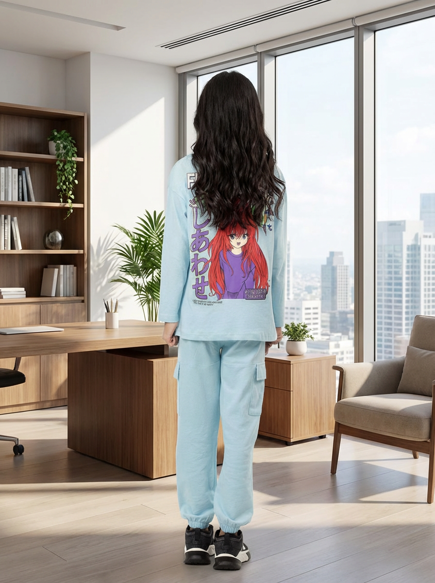 Girl's Anime Fun Mag Long Sleeve T-shirt & Bottom Set