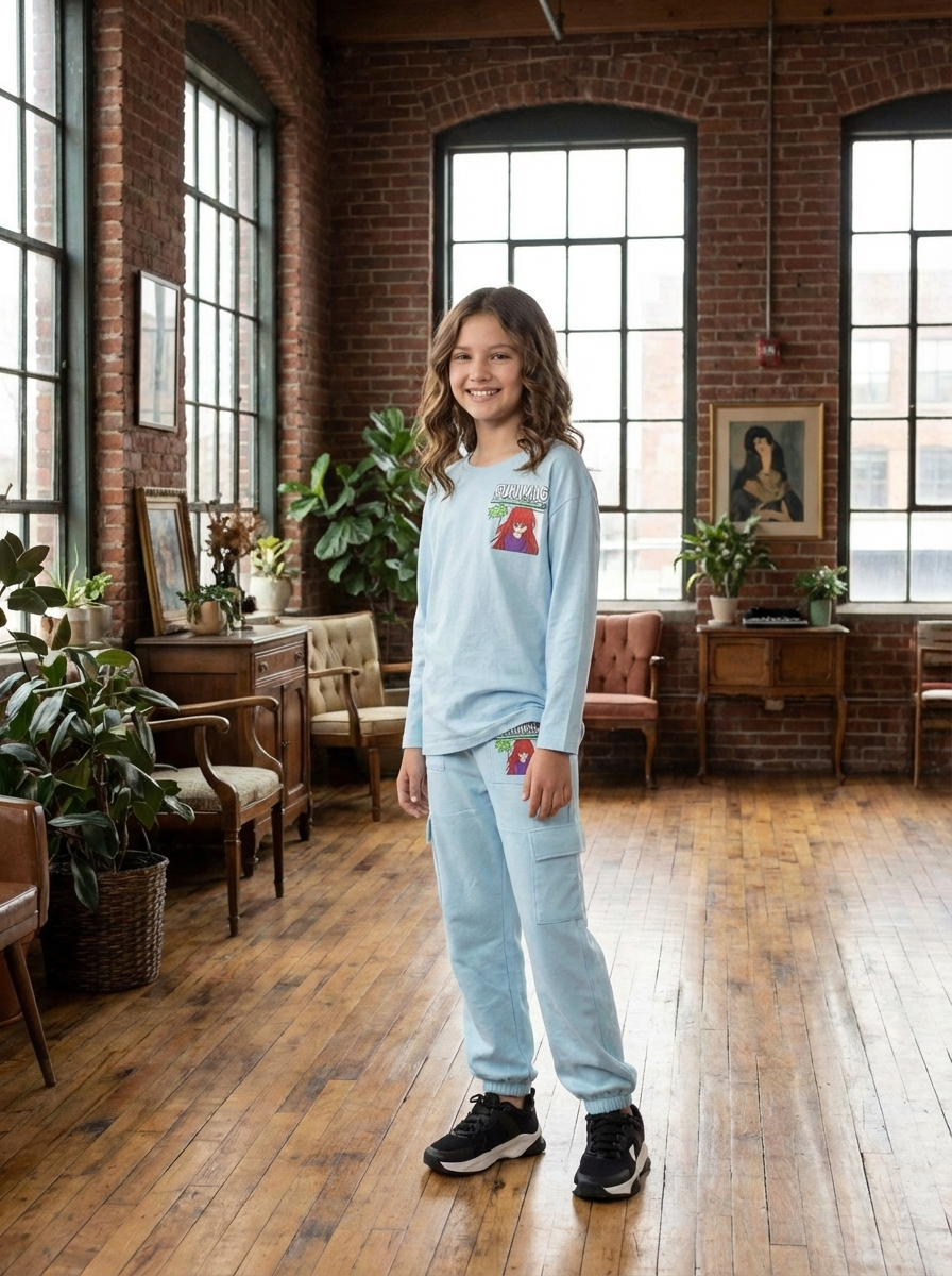 Girl's Anime Fun Mag Long Sleeve T-shirt & Bottom Set