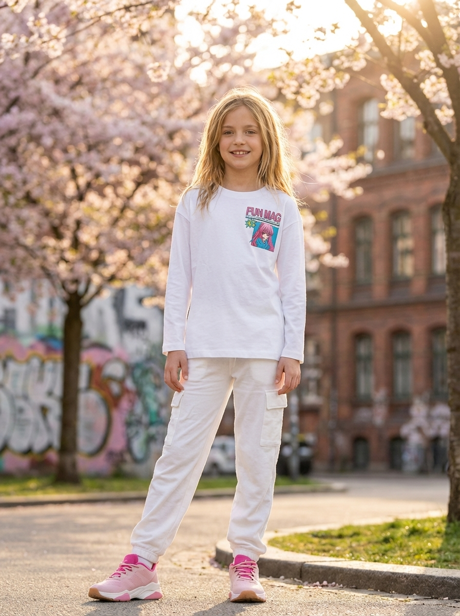 Girl's Anime Fun Mag Long Sleeve T-shirt & Bottom Set