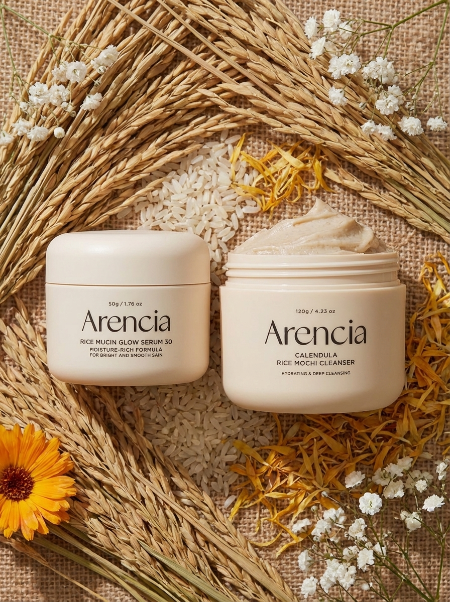 ARENCIA Rice Mochi Cleanser & Rice Mucin Flow Glow Serum