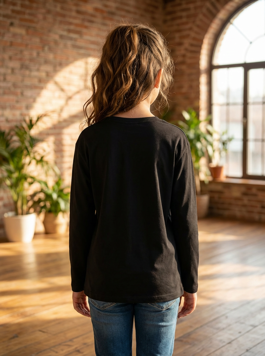 Girl’s Drop Shoulder Long Sleeve T-shirt - 2 Piece Set