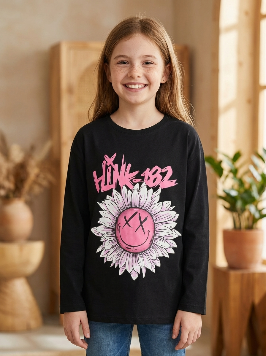 تي شيرت بناتي بأكمام طويلة وأكتاف منسدلة