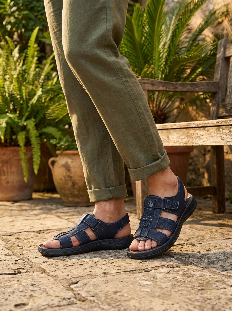 صنادل رجالية مريحة وعملية مع حزام خلفي - صنادل خفيفة الوزن للمشي اليومي في الصيف والسفر
