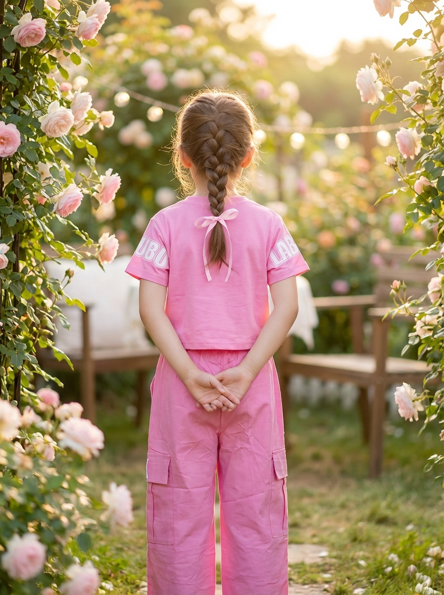 Girls Cute Cartoon Printed T-Shirt &amp; Pants Set – Kids Casual Summer Outfit Set