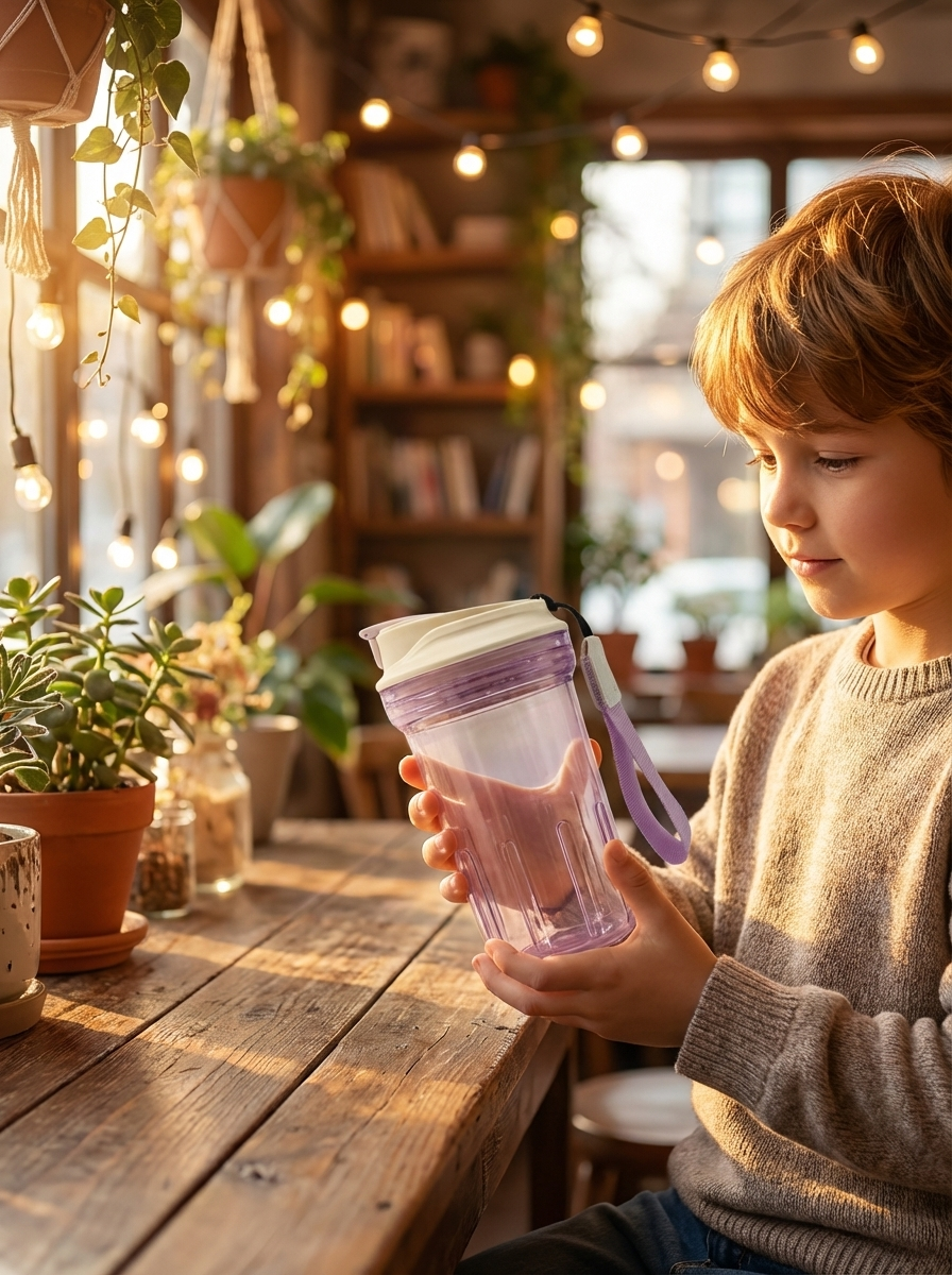 Kids Water Bottle with Straw & Strap – Leakproof Portable Drinking Bottle | Fine Look