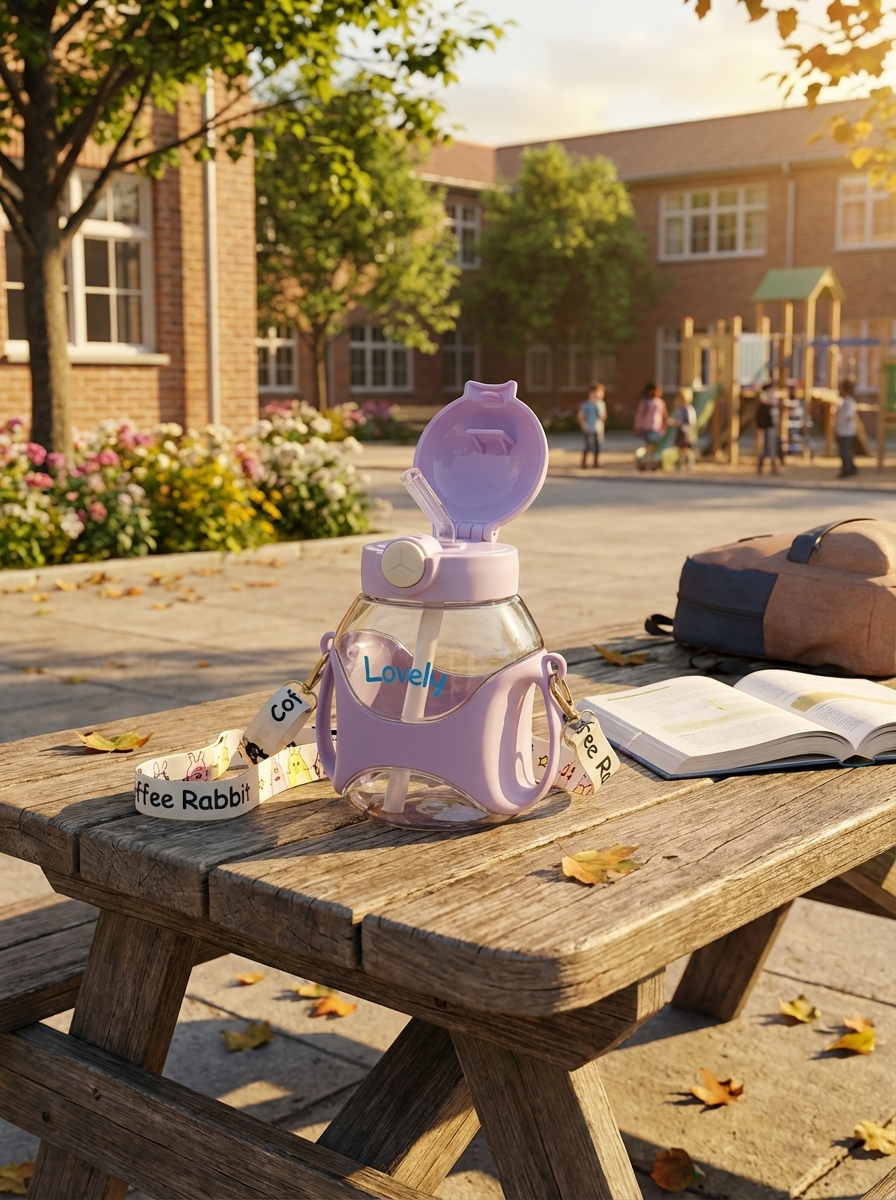 Cute Bunny Kids Water Bottle | Leakproof Straw Bottle – Fine Look