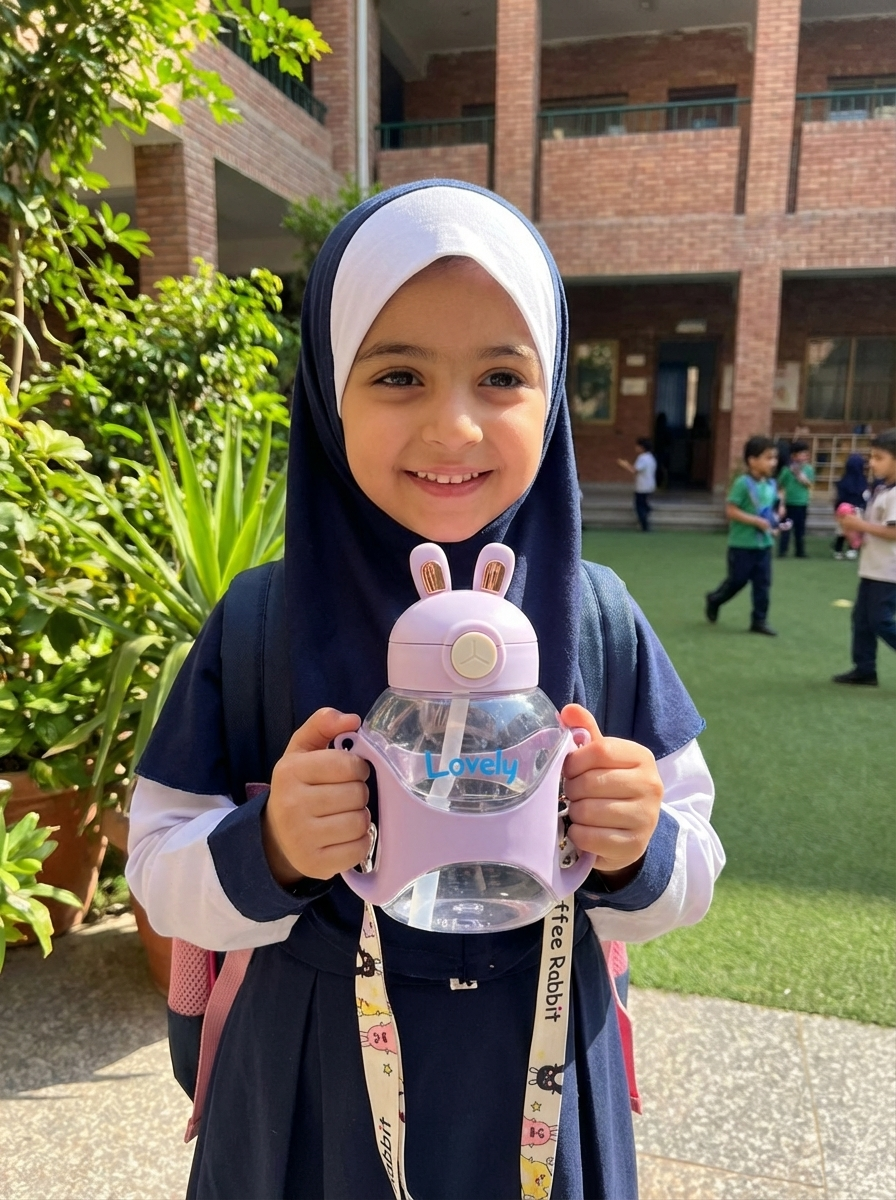 Cute Bunny Kids Water Bottle | Leakproof Straw Bottle – Fine Look