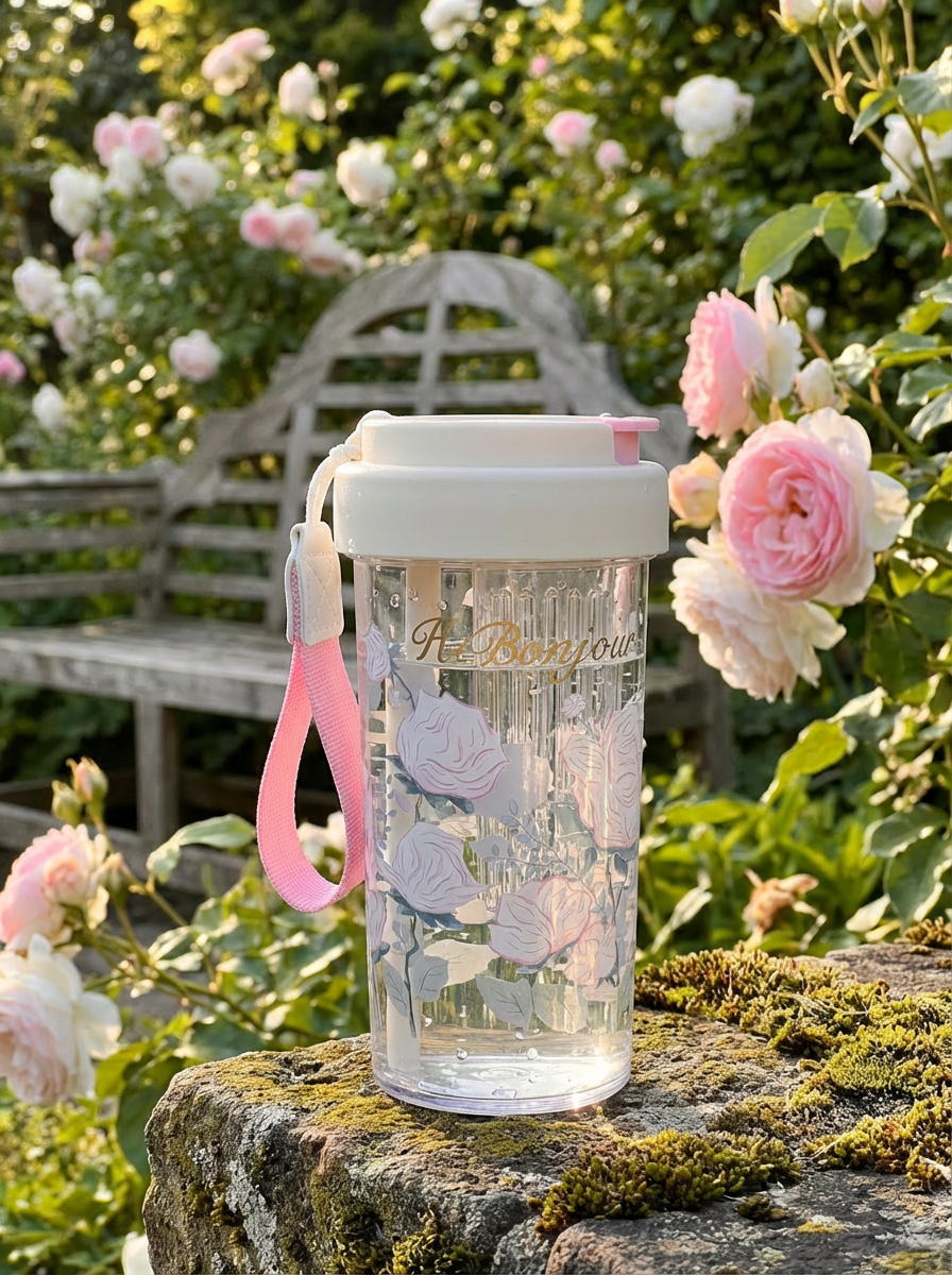 Floral Infuser Water Bottle with Straw & Strap – Leakproof Aesthetic Drink Bottle