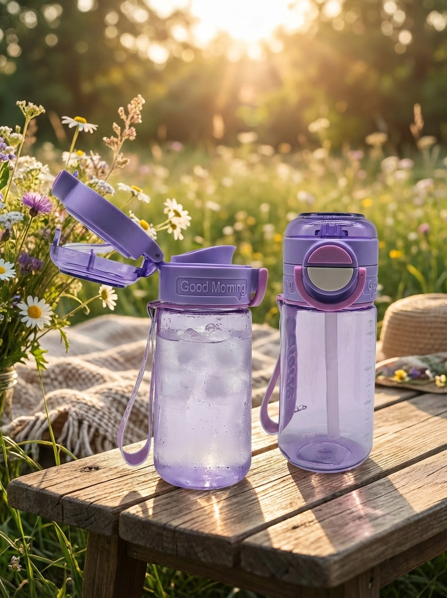 Water Bottle with Straw & Strap - 500 ml | Leakproof Portable Bottle – Fine Look