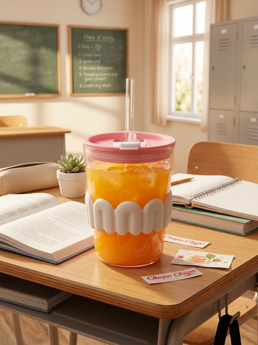 Glass Straw & Cup with detachable Silicone Grip | Leakproof Tumbler – Fine Look