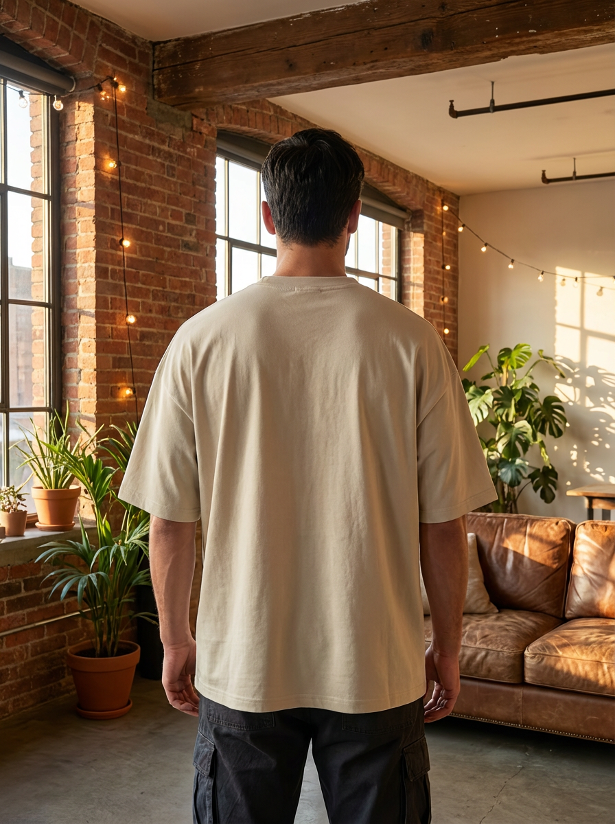 Men’s Oversized Cotton T-Shirt – Casual Loose Fit Crew Neck Basic Tee for Everyday Wear