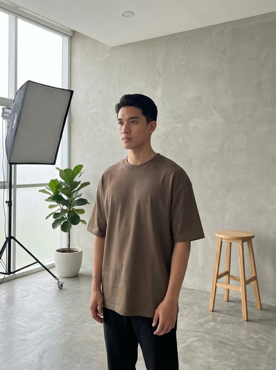 Men’s Oversized Cotton T-Shirt – Casual Loose Fit Crew Neck Basic Tee for Everyday Wear