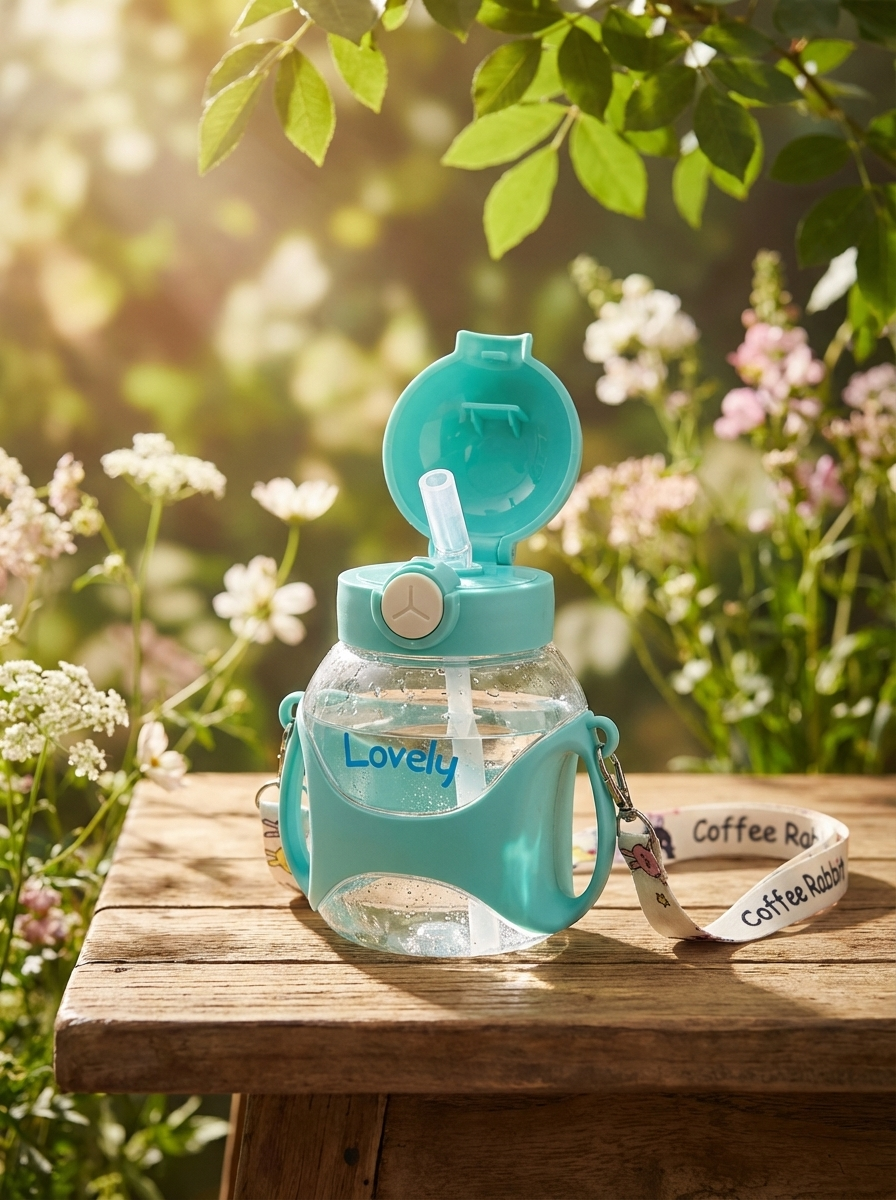 Cute Bunny Kids Water Bottle | Leakproof Straw Bottle – Fine Look
