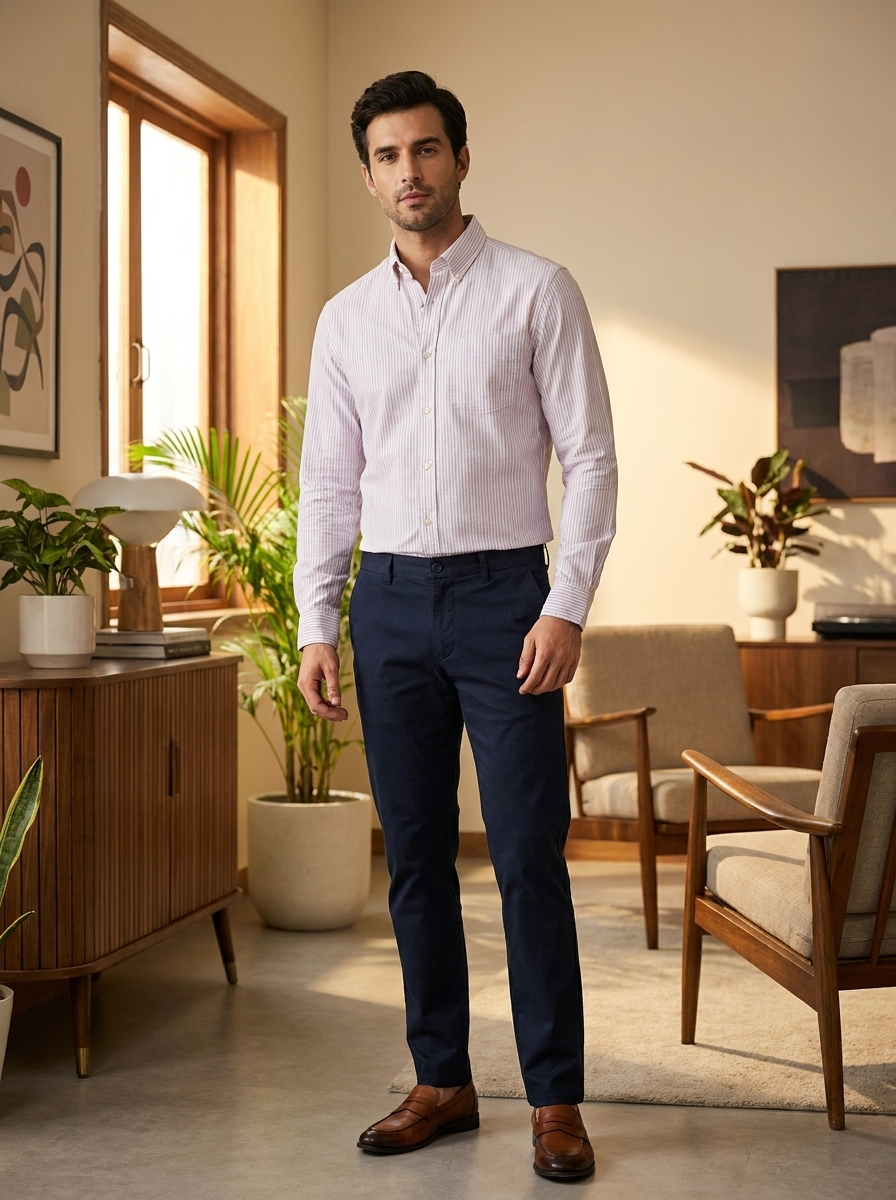 Men’s Modern Oxford Shirt | Fine Stripe