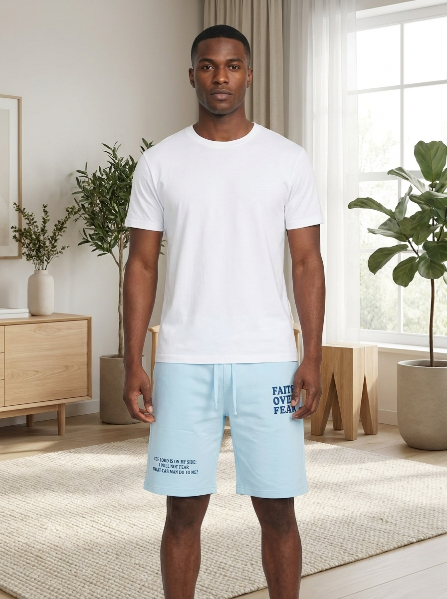 FINELOOK Men's "Faith Over Fear" Graphic Sweat Shorts | Loungewear