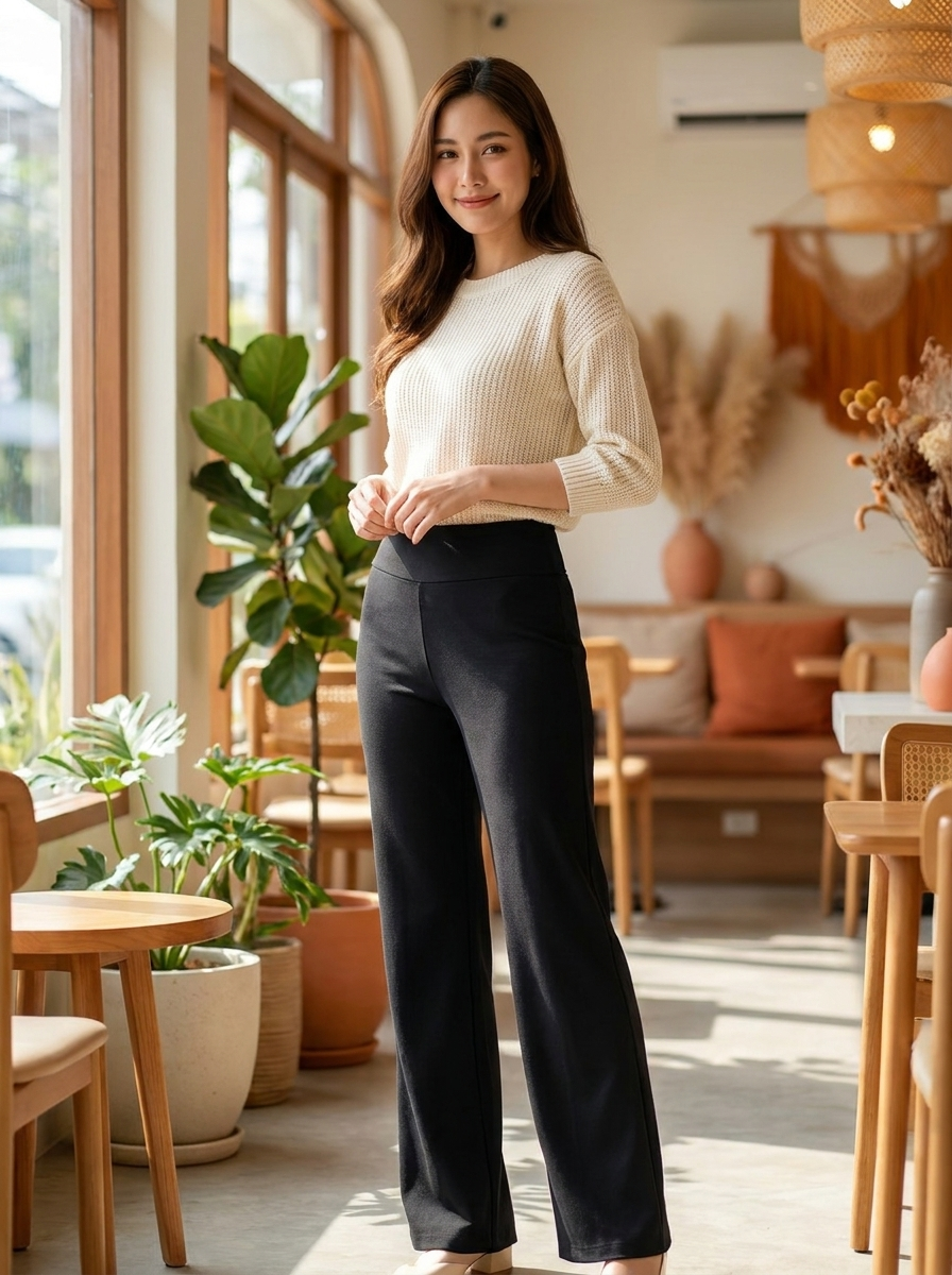 High-Waisted Wide Leg Flare Leggings - Sculpting Comfort