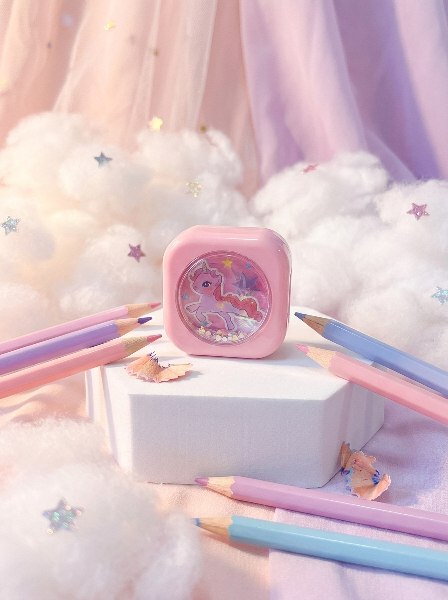 Whimsical Unicorn Dual-Hole Pencil Sharpener – Purple Glitter Stationery