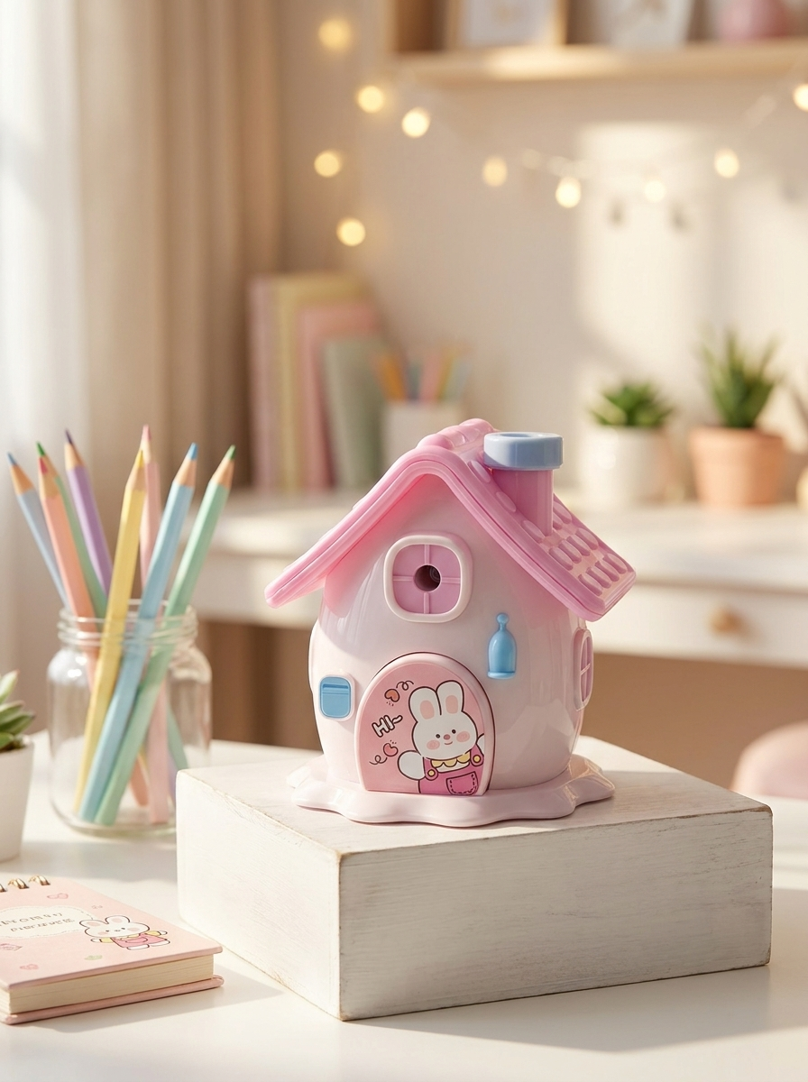 Kawaii Cottage Rotary Pencil Sharpener – Cute House Mechanical Sharpener for Kids