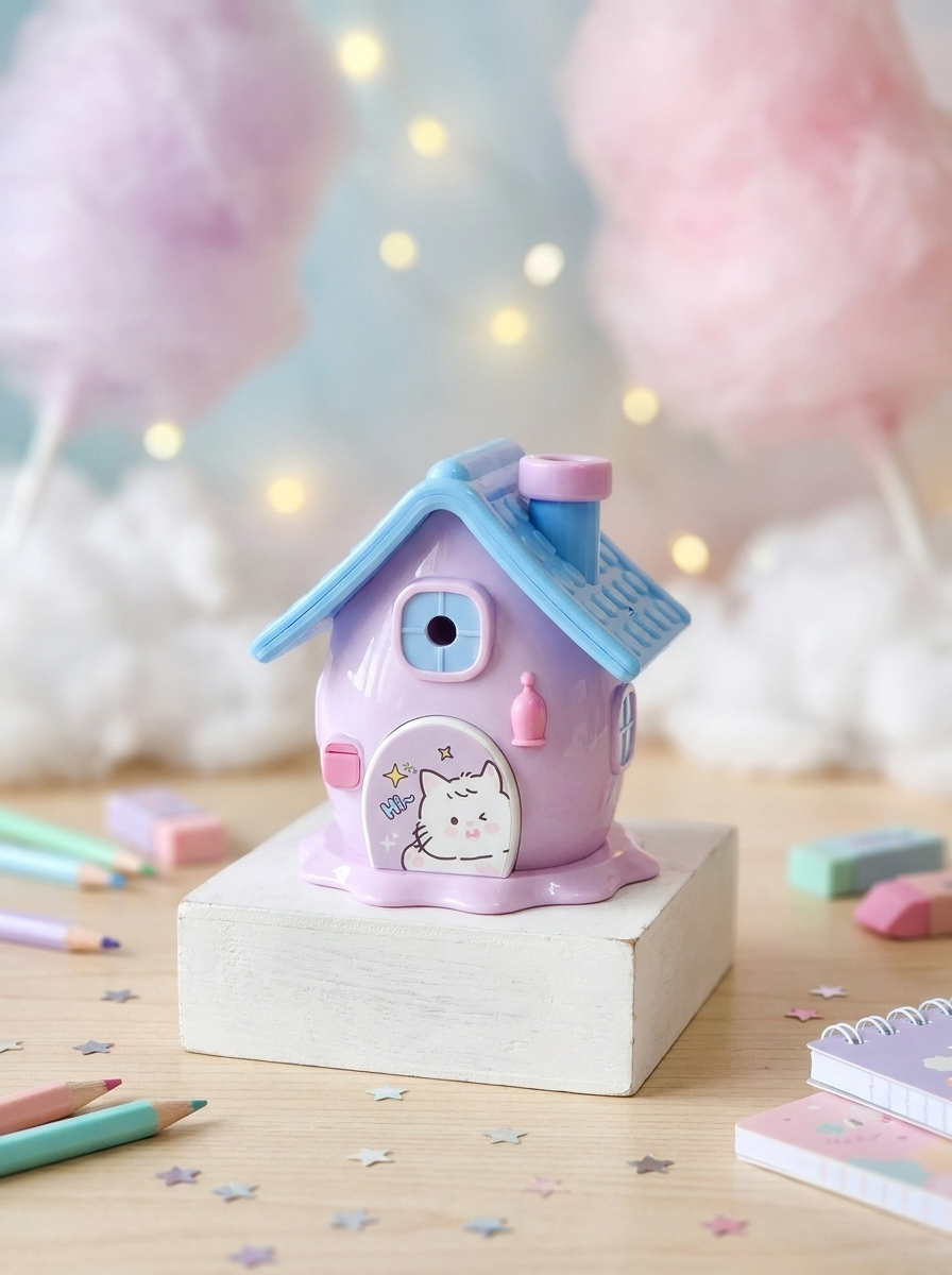 Kawaii Cottage Rotary Pencil Sharpener – Cute House Mechanical Sharpener for Kids