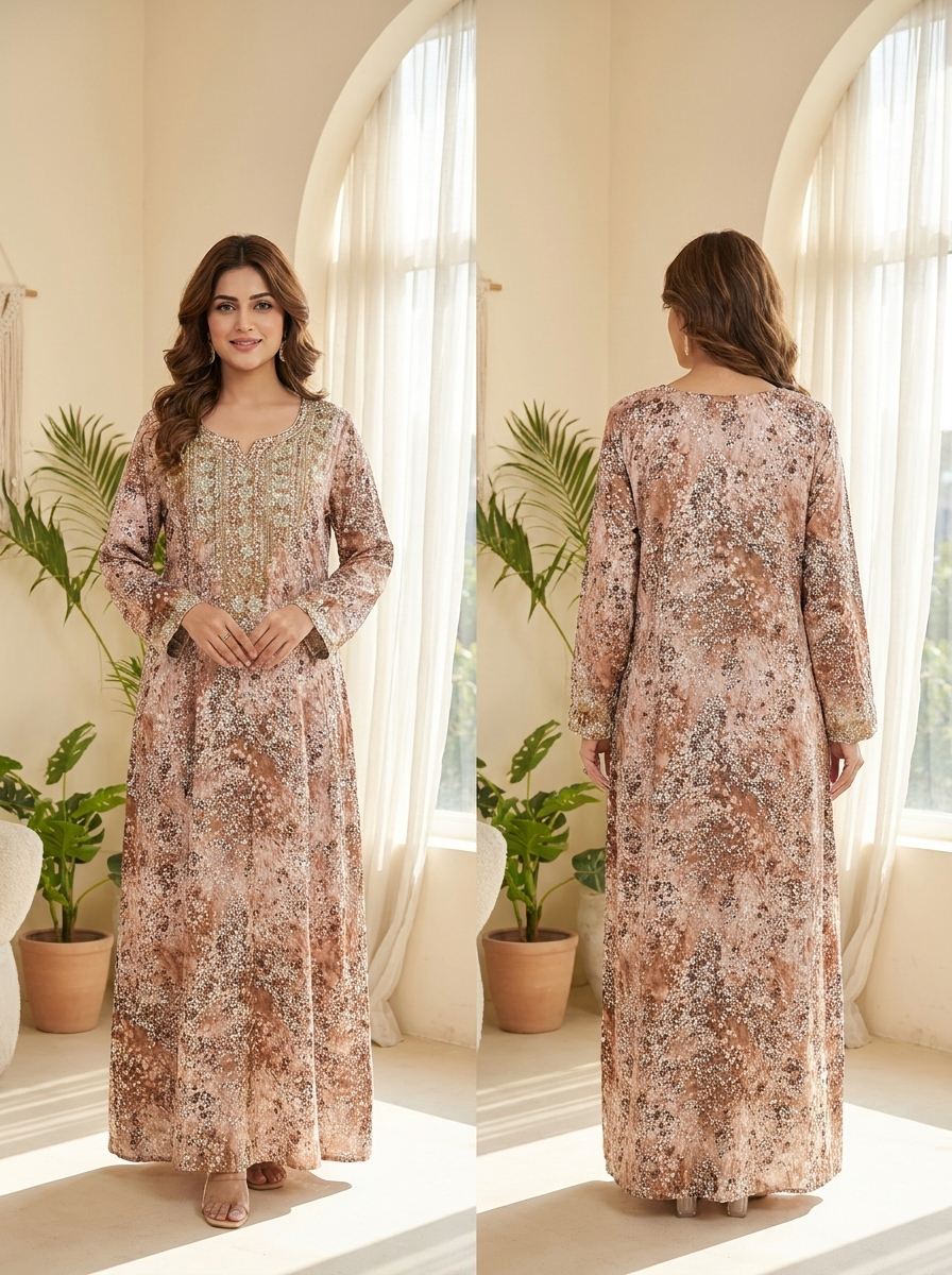 Floral Print Long Sleeve Maxi Dress - Casual Resort Wear FineLook Floral Print Long Sleeve Maxi Dress - Casual Resort Wear FineLook