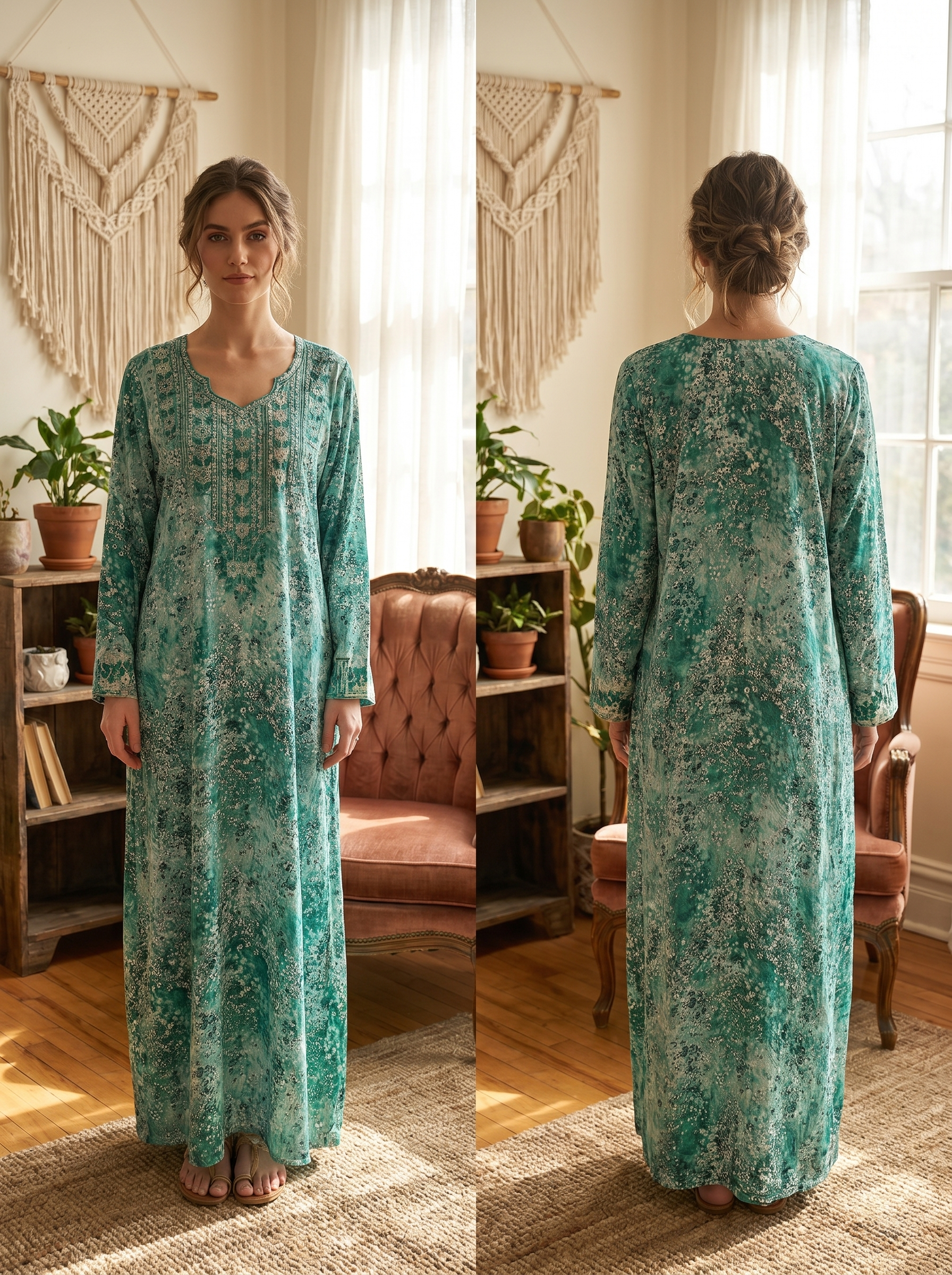 Floral Print Long Sleeve Maxi Dress