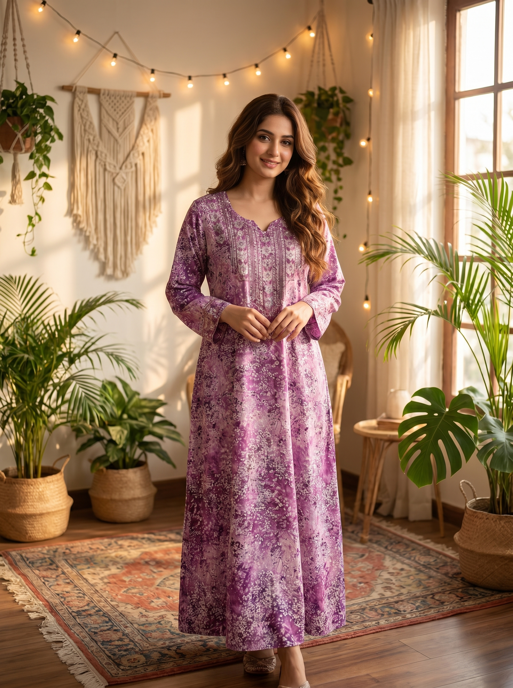 Floral Print Long Sleeve Maxi Dress - Casual Resort Wear