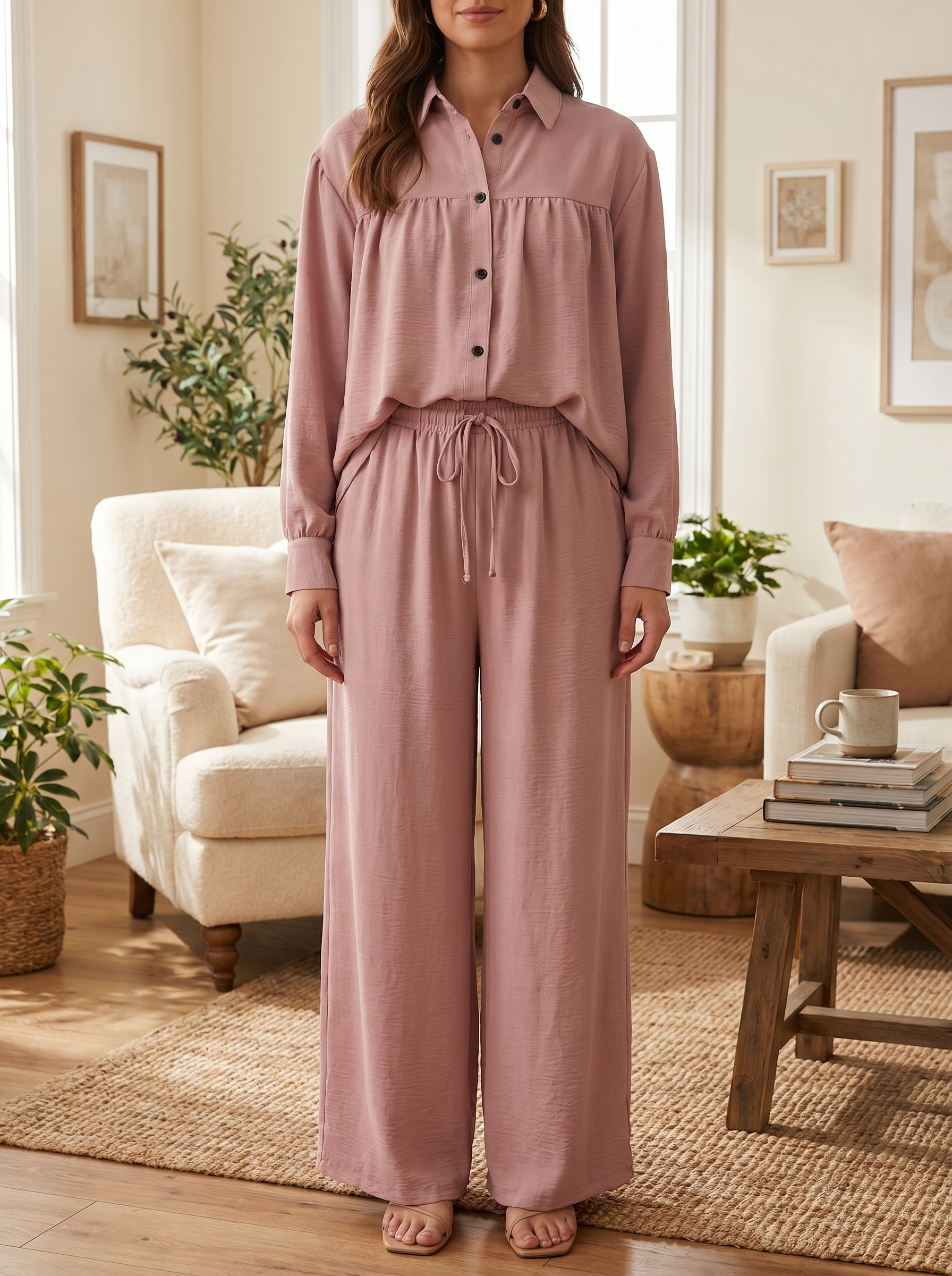 Chic Two-Piece Modest Tunic & Wide-Leg Trouser Set