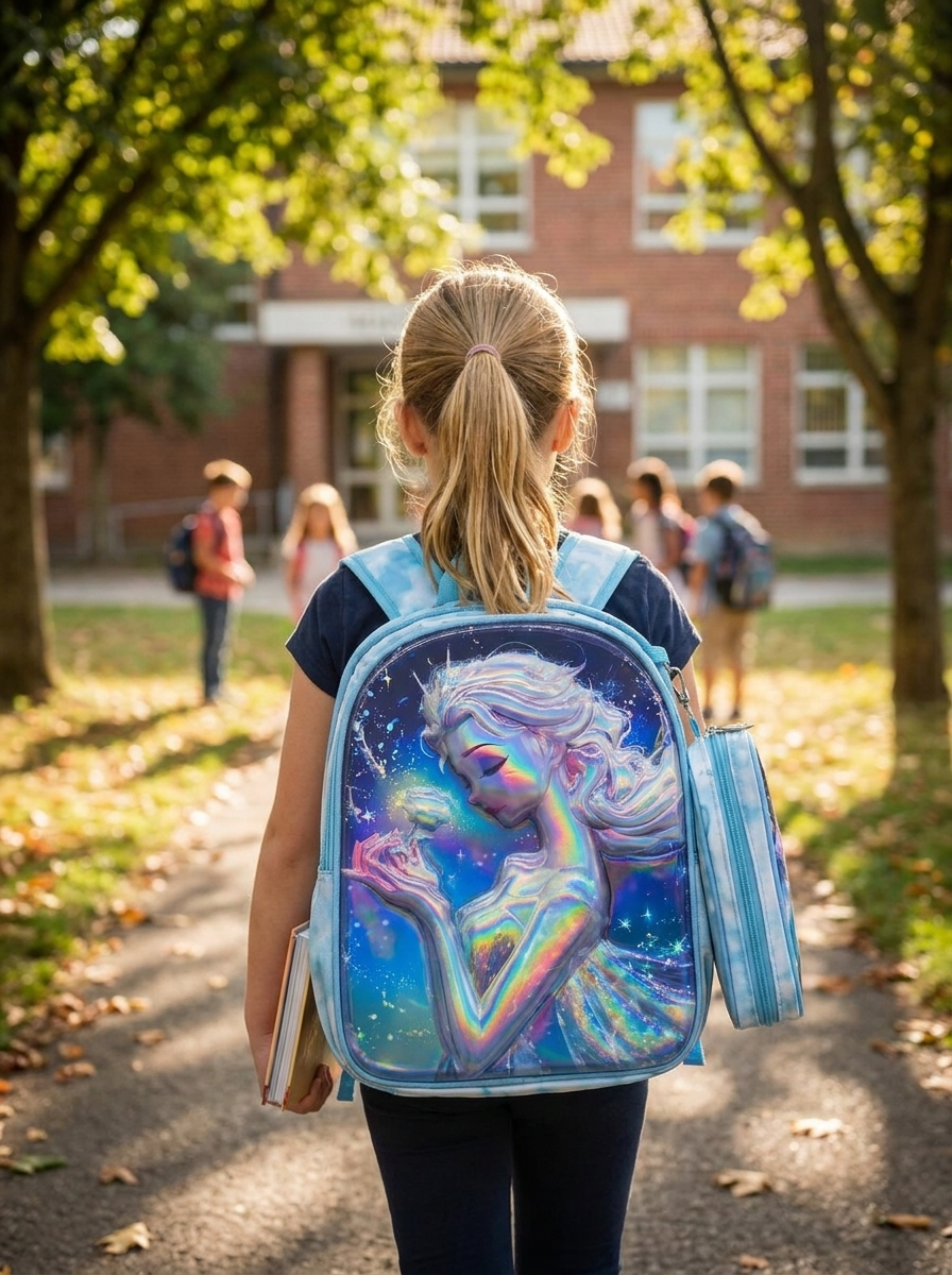 Kids' Holographic Backpack with Matching pencil Pouch – 2-Piece School Set