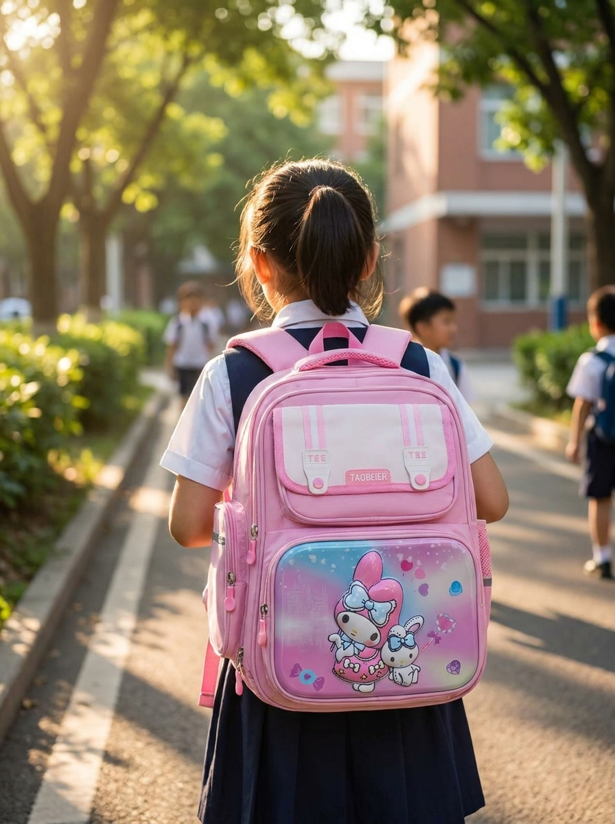 Kids' Multi-Pocket Cartoon Character School Backpack – Ergonomic Pastel Primary Bookbag