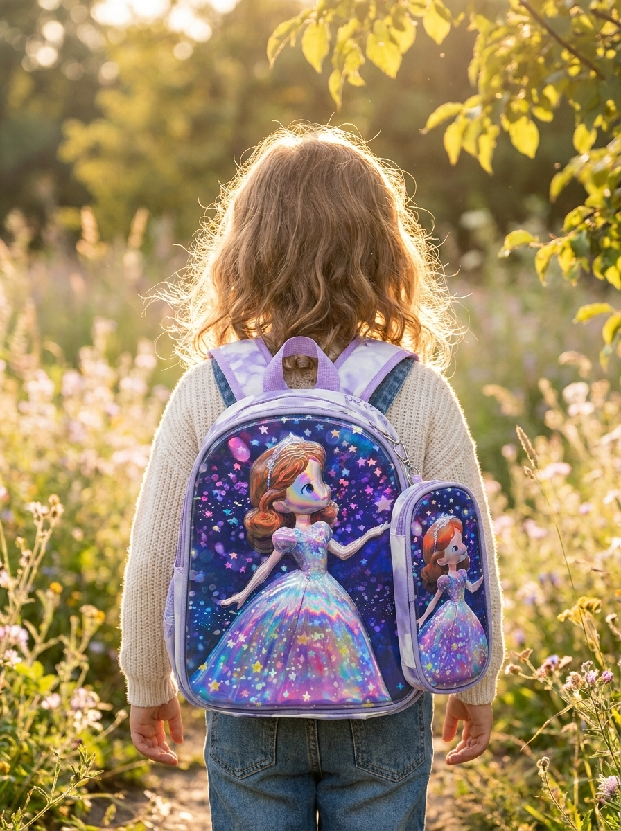 Kids' Holographic Backpack with Matching pencil Pouch – 2-Piece School Set