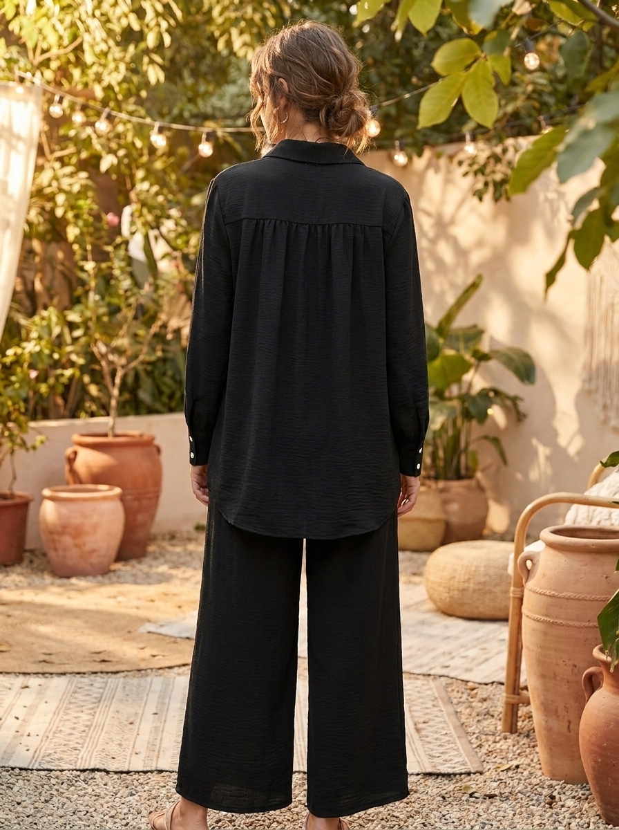 Chic Two-Piece Modest Tunic & Wide-Leg Trouser Set