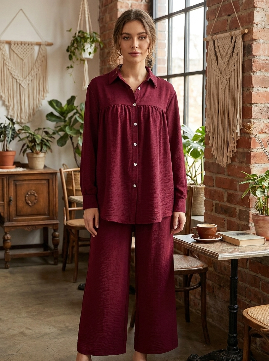 Chic Two-Piece Modest Tunic & Wide-Leg Trouser Set
