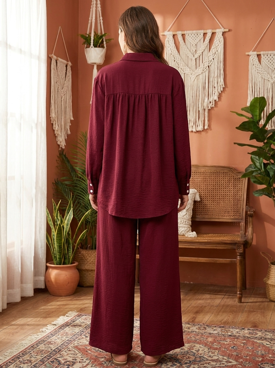 Chic Two-Piece Modest Tunic & Wide-Leg Trouser Set