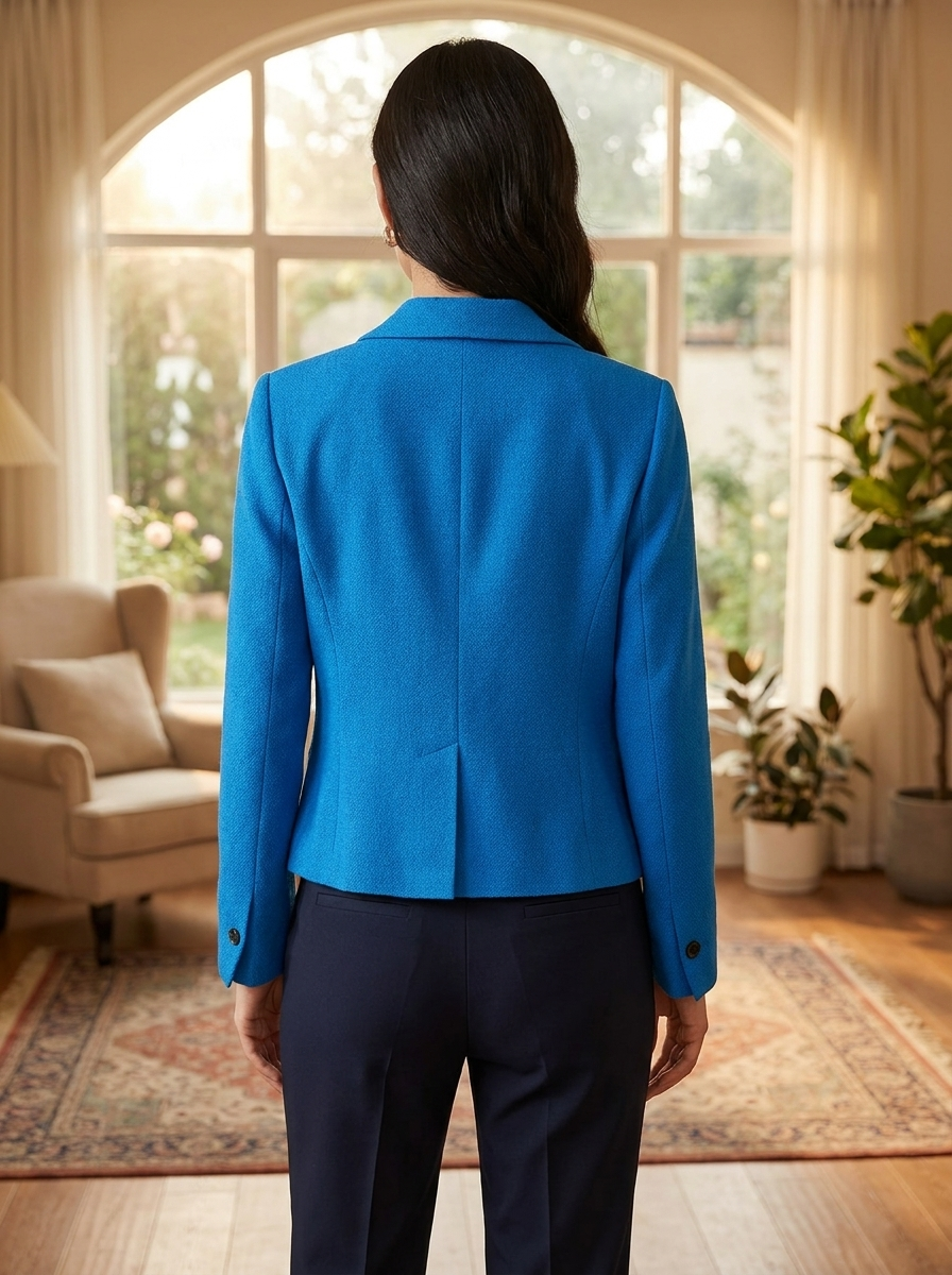 Vibrant Electric Blue Cropped Blazer – Structured Fashion Jacket